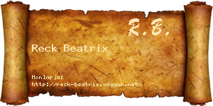 Reck Beatrix névjegykártya